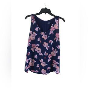 Loft outlet size small blue floral sleeveless blouse
